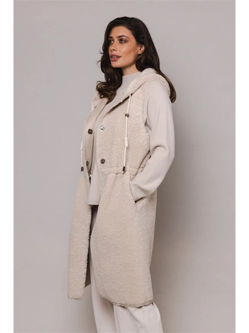 jing gilet lungo reversibile con cappuccio RINO & PELLE | JING.7002310STONE